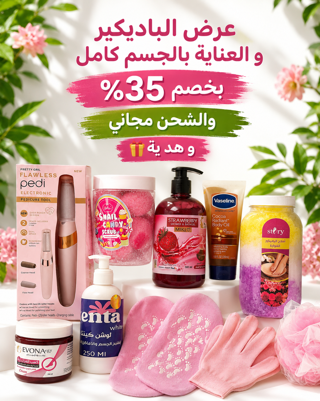 عرض الباديكير و العناية بالجسم كامل ٩ قطع +الشحن مجاني ♥️ 🚛